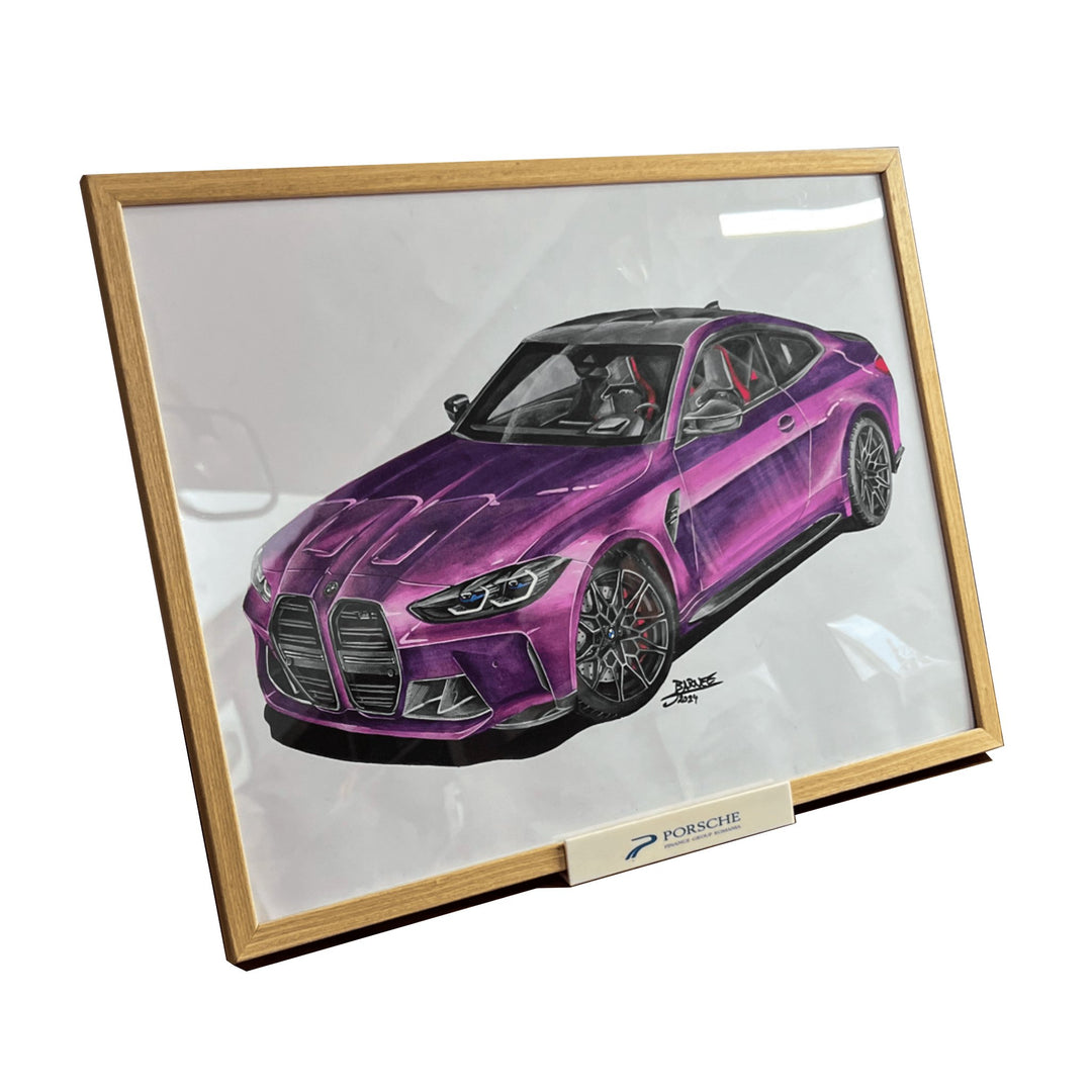 BarneeCars™ BMW M4 Competition Drawing - 1/1 Custom & Hand - made - BarneeCars™