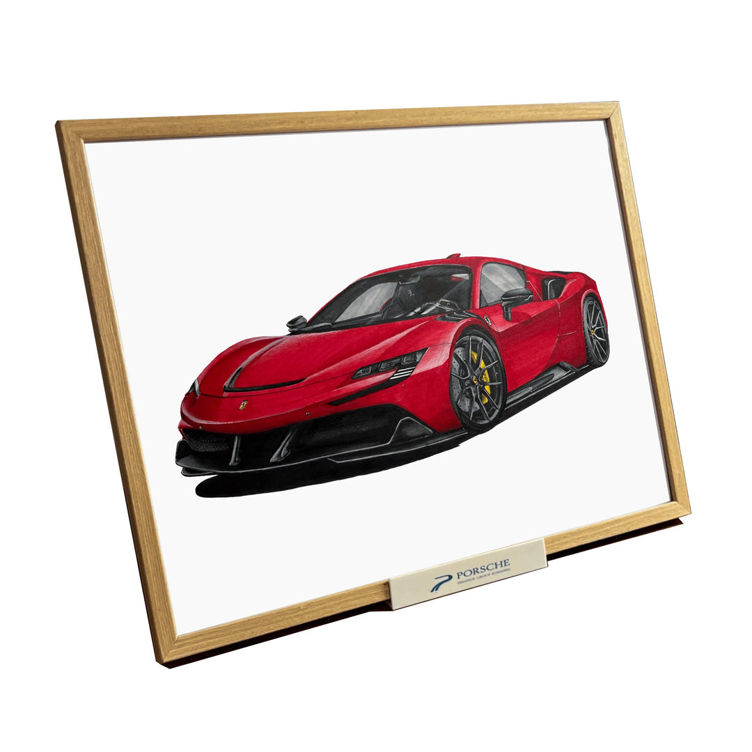 BarneeCars™ Ferrari SF90 Stradale Drawing - 1/1 Custom & Hand - made - BarneeCars™