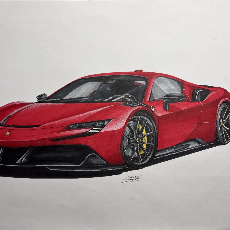 1/1 Ferrari SF90 Stradale Drawing - Custom & Hand-made - Barnee's Cars