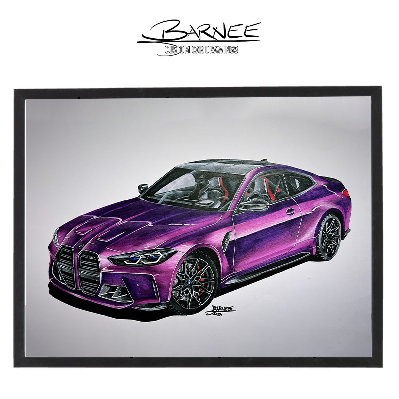 Barnee's™ BMW M4 Competition Drawing - 1/1 Custom & Hand-made - Barnee's Cars